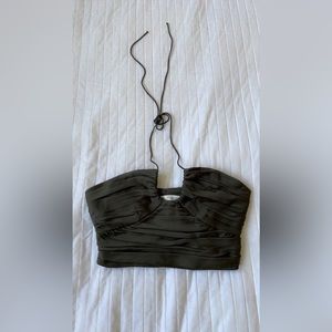 Zara cropped corset like top in dark military green